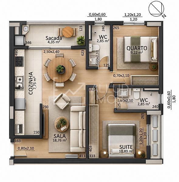 Apartamento 1 Su�te + 1 Dorm | Wave Residence 2