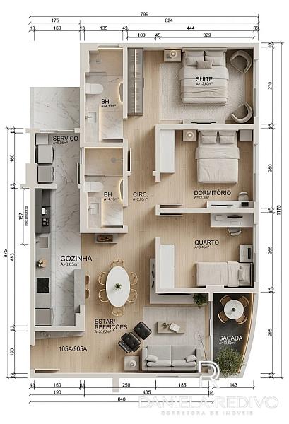 Planta com sugest�o m�veis