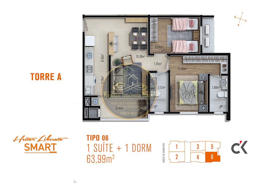 Apartamento Mobiliado, Smart Heitor Liberato, com 64M², por R$ 730.000,00, Bairro São João, Itajaí-SC. — foto 24